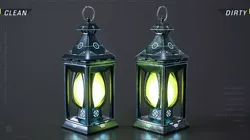 Lantern 01 - Engraved Matte-Black Lantern Low-poly 3D model