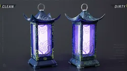 Lantern 07 - Dark Blue Ornate Pagoda Light Low-poly 3D model