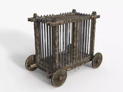 Medieval Wheeled Cage Low-poly 3D model