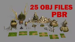Primitive Man Village House With Tools Low Poly 3D Model Low-poly 3D model