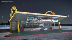 Retro McDonalds Drive-In Restaurant with Golden Arches 3D model