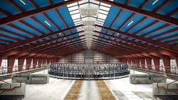 Rotary Milking Carousel Inside Cow Barn Fur 3D model