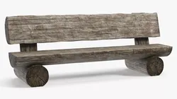Round Log Outdoor Bench Faded Old 3D model