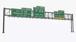 Steel Traffic Gantry with Route Signs 3D model
