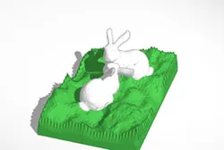 two bunnies looking at each other