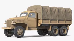 Vintage Covered Troop Carrier 6x6 Sand Simplified 3D model