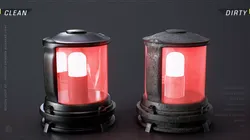 Beacon Light 02 - Shielded Crimson Bulkhead Light Low-poly 3D model