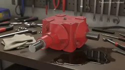 Bevel Gearbox Right Angle Drive Red Used 3D model