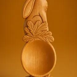 Carved Wooden Rabbit Spoon