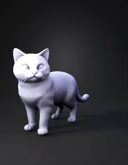 Create a game ready 3D model of a domestic short haired cat Style S