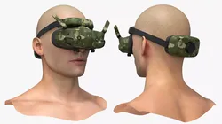 FPV Drone Video Goggles Camouflage on Men Head 3D model