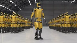 Humanoid Robot Kepler Walking Pose Yellow 3D model