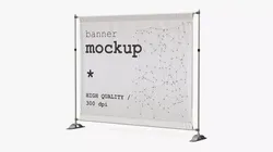 Mockup Exhibition Press Wall Banner Frame White 3D model