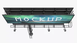 Mockup Prism Billboard on Monopole with Ladder Rigged for C4D 3D model