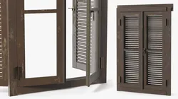 Old Wooden Window Shutters Brown 3D model