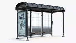 Public Bus Stop Shelter Black 3D model