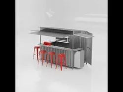 Street Taco Cart  Outdoor Bar Stand with Stools Low-poly 3D model