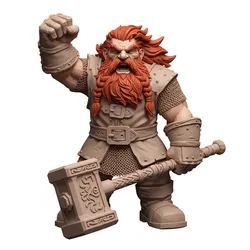 Angry dwarf shaking fist, humanoid figure, dynamic pose, expressive character, stylized model, action pose, 3d printable figure, fantasy human, dramatic stance, collectible model, 3d print statue