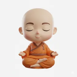 Chibi monk meditating, chibi, cute figure, stylized character, mini statue, fantasy chibi, collectible chibi, cartoon style, 3d print model, toy figure, printable model