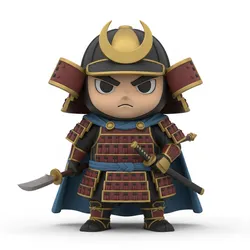 Chibi samurai standing proud, chibi, samurai, stylized samurai, cute samurai, warrior chibi, samurai stance, mini samurai, Japanese warrior, 3d print model, cartoon samurai