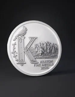 Create a coin with an ornamental K on one side featuring a cardinal pe