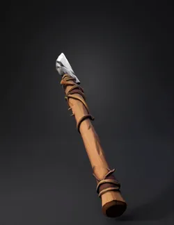 Create a game ready 3D model of a primitive ape spear Wooden shaft wr