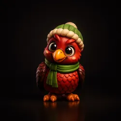 Cute Winter Cardinal Bird Figurine – Cozy Holiday – Adorable Red Bird Decor with Hat & Scarf