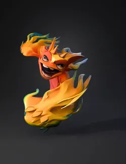 fiery dragon with blazing orange and yellow flames