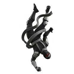 Ninja doing ridiculous flip, humanoid figure, dynamic pose, expressive character, stylized model, action pose, 3d printable figure, fantasy human, dramatic stance, collectible model, 3d print statue