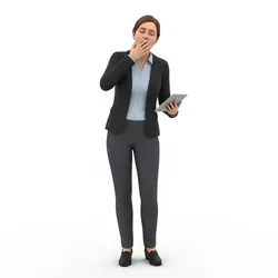 Office worker yawning, humanoid figure, dynamic pose, expressive character, stylized model, action pose, 3d printable figure, fantasy human, dramatic stance, collectible model, 3d print statue