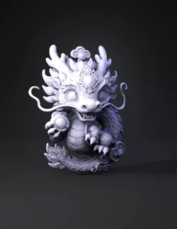 ornate dragon sculpture with scales horns and orb accessory in a sty