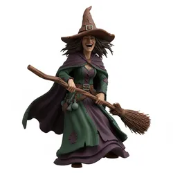 Witch mid-laugh, fantasy creature, mythical figure, magical being, legendary monster, fantasy statue, stylized model, heroic figure, dark fantasy, printable model, 3d print figure
