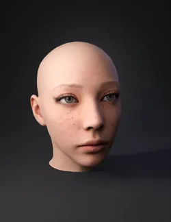 bald human head with realistic skin texture and shading
