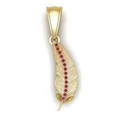 Golden Feather Ruby Line Pendant – 3D Printable Jewelry Model (STL/OBJ)