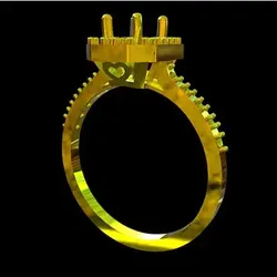 Jewelry & Accessories STL تنزيل - Emerald Ring with Side Stones and Heart / Anillo Esmeraldas - Chloe_31