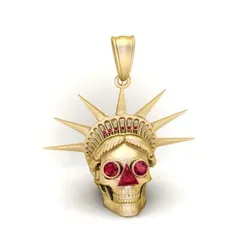 Ruby-Crowned Liberty Skull Pendant – 3D Printable Model