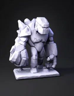 stone golem with rocky limbs gray stone texture humanoid figure stan