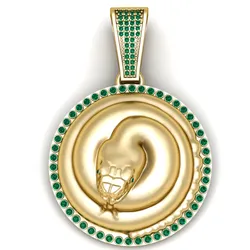 Emerald Serpent Medallion – Eternal Power Gold Pendant
