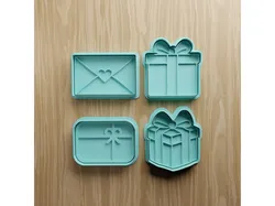 Gift Cookie Cutter STL Bundle | Present & Envelope Fondant Cutter Set | 3D Printable Baking Files