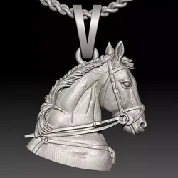 Horse Pendant Sculpture jewelry Gold necklace