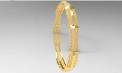 Luxury Gold Bangle - Intricate Filigree Lace Pattern - 3D Print Ready 3D Print Model in Bracelets 617643