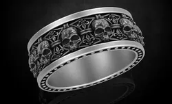 Ring skull with heraldic lily many sizes 252