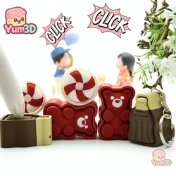 🍬 Yum3D Sweet Candy Gummy Set of Clicker Keychains - Cute Backpack Keychain