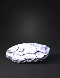 Create a 3D educational fossil fish mold inspired by fossil fish found