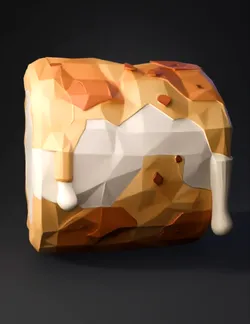 Create a stylized low poly toasted marshmallow for a game asset The m