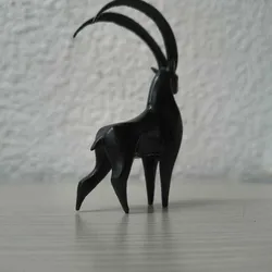 Minimalist Ibex Goat Sculpture - 3D Printable Modern Decor
