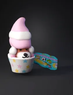 panda plush toy in pastel pink ice cream cone hat with star patterned