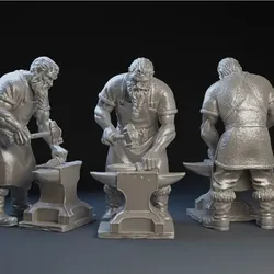 Sculptures & Artworks STL indir - Scandinavian Blacksmith Nativity Scene – Nordic Christmas - pixelfab