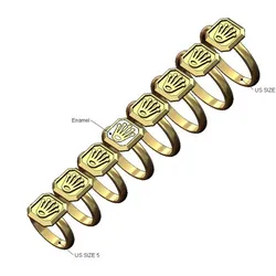 Watch crown enamel square emerald shaped ring US size 5to12 3D print model
