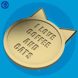 Cat Ears Coaster – “I Love Coffee and Cats” – Cute Cat Lover Drink Coaster